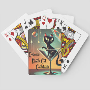 Atomic Futuristic Cosmic Black Cat Cocktails Playing Cards
