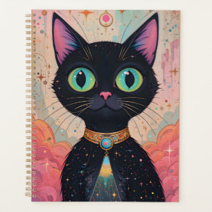 Atomic Futuristic Cosmic Black Cat Universe Planner