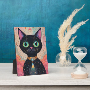 Atomic Futuristic Cosmic Black Cat Universe Plaque