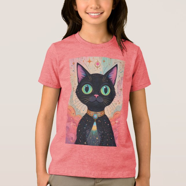 Atomic Futuristic Cosmic Black Cat Universe Tri-Blend Shirt (Front)