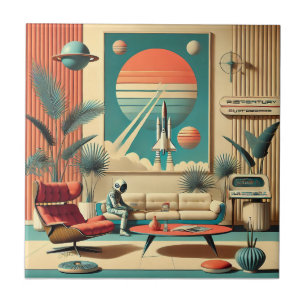 Atomic Futuristic Florida Space Age Family Room Tile