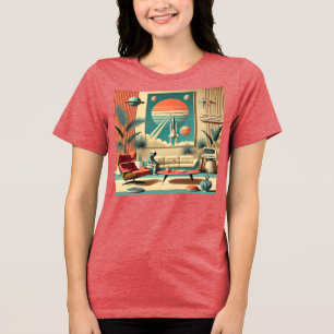 Atomic Futuristic Florida Space Age Family Room Tri-Blend Shirt
