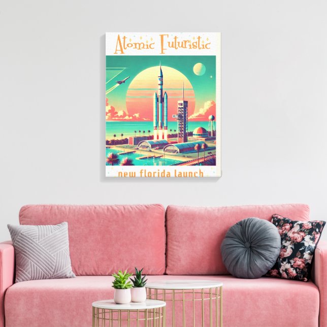 Atomic Futuristic New Florida Launch Site Canvas Print (Insitu(LivingRoom))