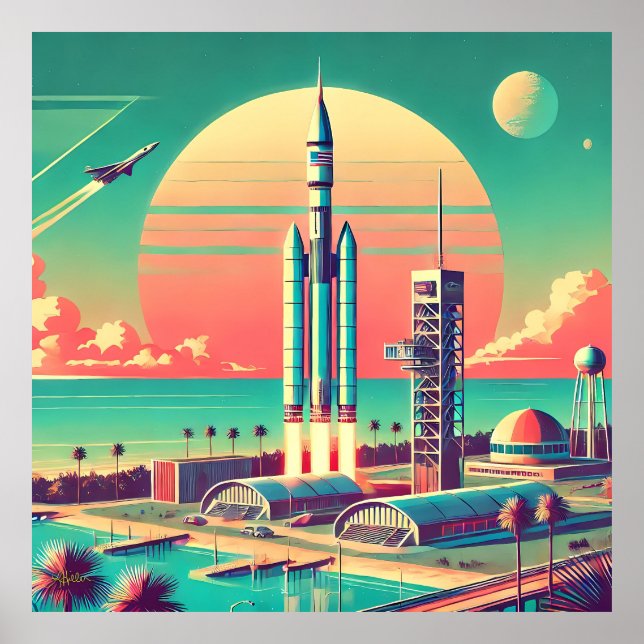 Atomic Futuristic New Florida Launch Site Poster (Front)