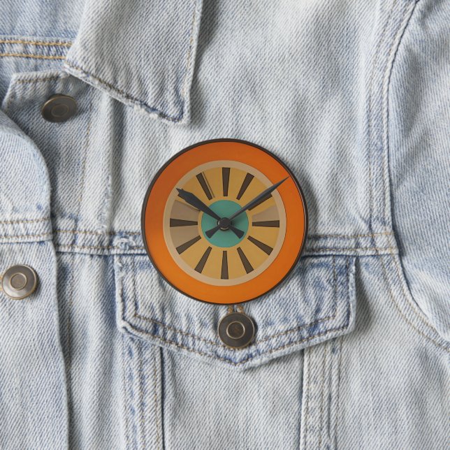 Atomic Futuristic Orange Slice Clock Image 7.5 Cm Round Badge (In Situ)