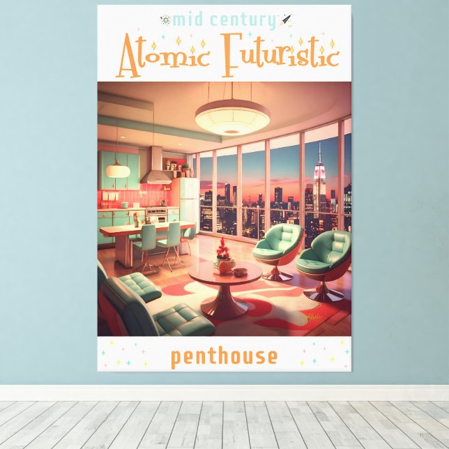 Atomic Futuristic Penthouse Apartment Canvas Print (Insitu(Wood Floor))