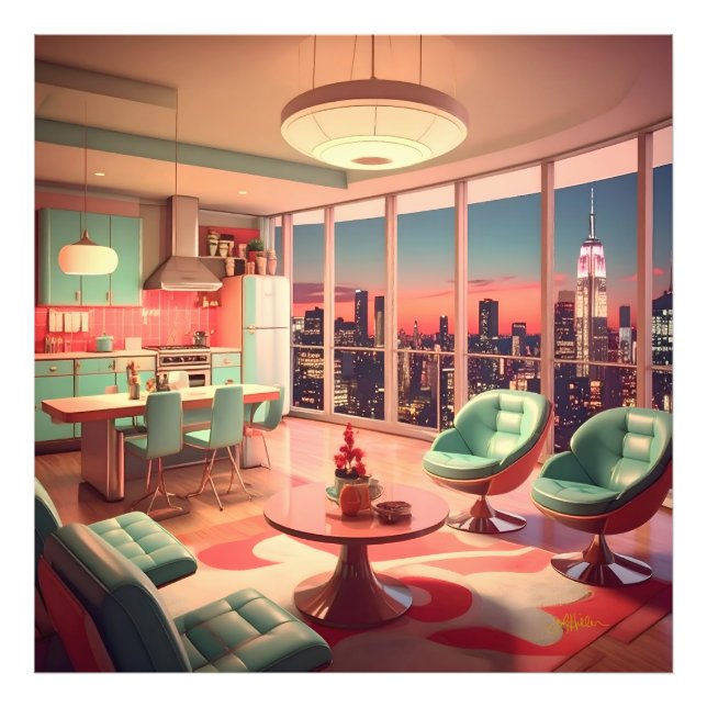 Atomic Futuristic Penthouse Apartment Photo Print (Front)