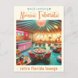 Atomic Futuristic Retro Florida Lounge Postcard