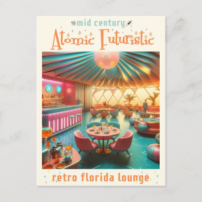 Atomic Futuristic Retro Florida Lounge Postcard (Front)