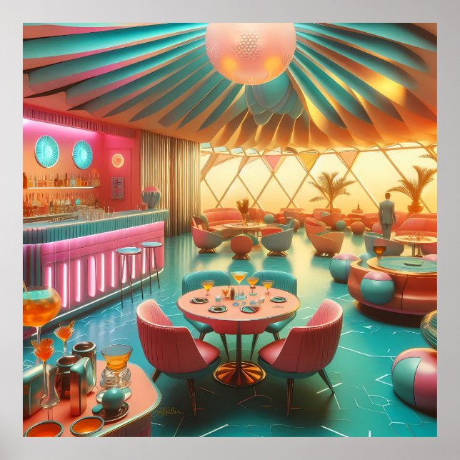 Atomic Futuristic Retro Florida Lounge Poster (Front)