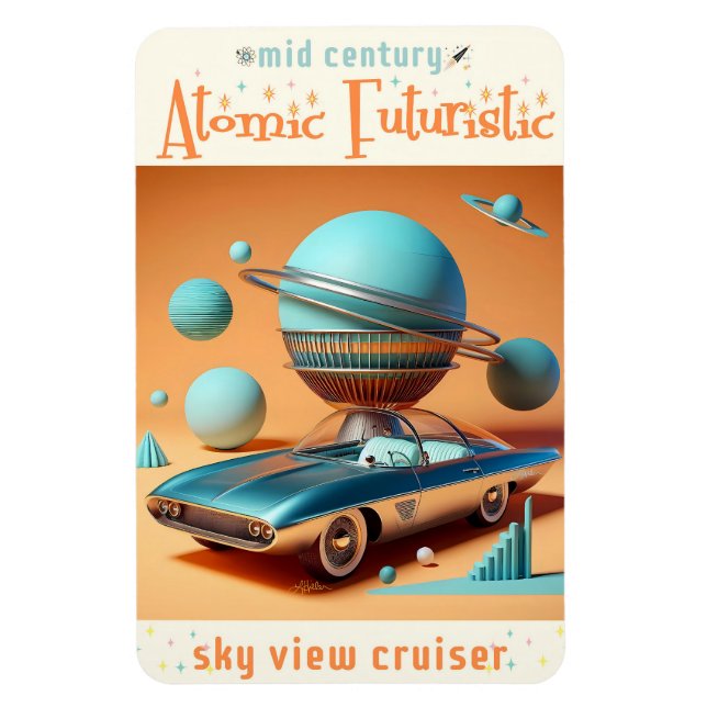 Atomic Futuristic Sky View Cruiser Car  Magnet (Vertical)
