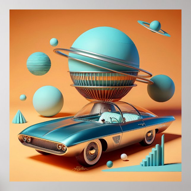 Atomic Futuristic Sky View Cruiser Car  Poster (Front)