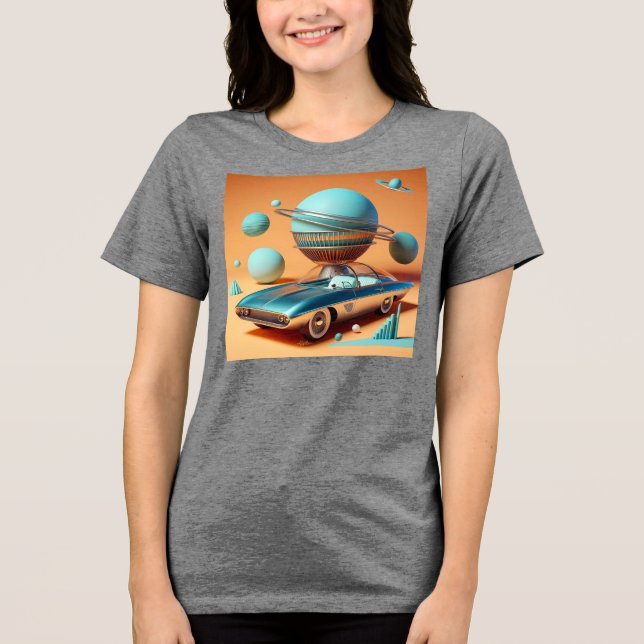 Atomic Futuristic Sky View Cruiser Car  Tri-Blend Shirt (Front)