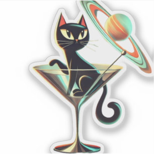 Atomic Futuristic Space Age Black Cat Martini 