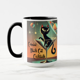 Atomic Futuristic Space Age Black Cat Martini Mug