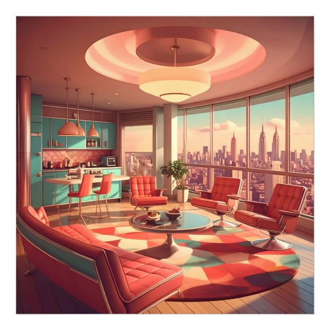 Atomic Futuristic Urban Apartment Photo Print (Front)