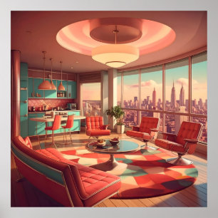 Atomic Futuristic Urban Apartment Poster