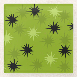 Atomic Green Starbursts Glass Coaster