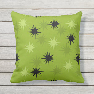 Atomic Green Starbursts Outdoor Pillow
