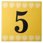 Atomic House Number Tile<br><div class="desc">Atomic Number Tile - Mid century modern style border in harvest gold,  white and black.</div>