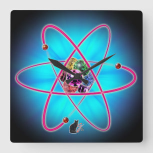 Atomic Jewels Square Wall Clock