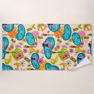 Atomic Kitty Luau Beach Towel - Tiki Pool Party