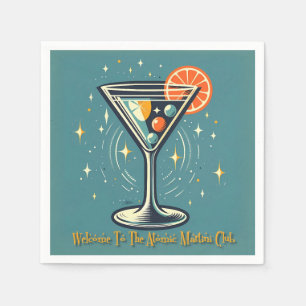 Atomic Martini Club Retro Futuristic Cocktail Napkin