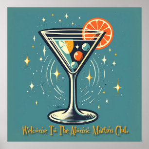 Atomic Martini Club Retro Futuristic Cocktail Poster
