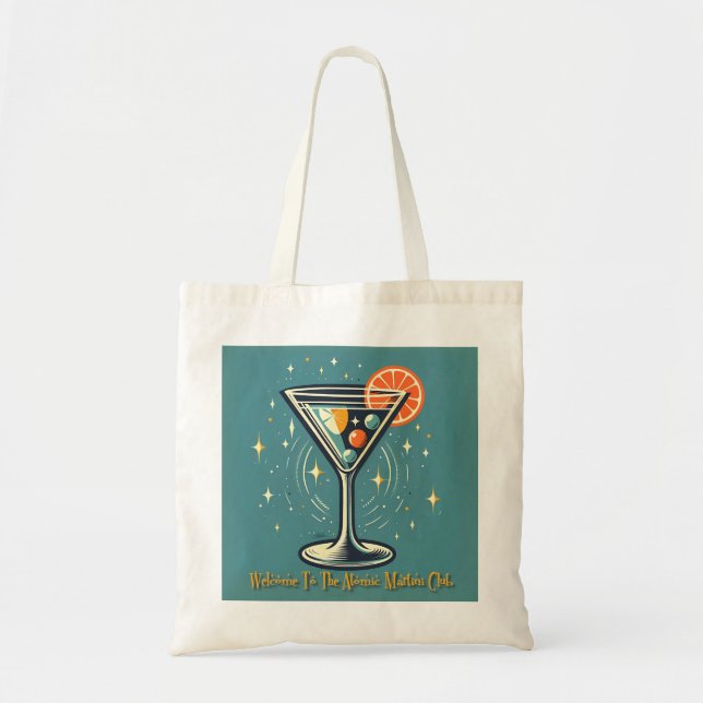 Atomic Martini Club Retro Futuristic Cocktail Tote Bag (Front)