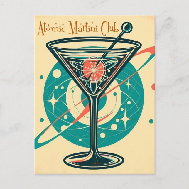 Atomic Martini Club Space Age Postcard (Front)