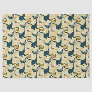 Atomic Mid Century Black Cat Starburst Decoupage Tissue Paper