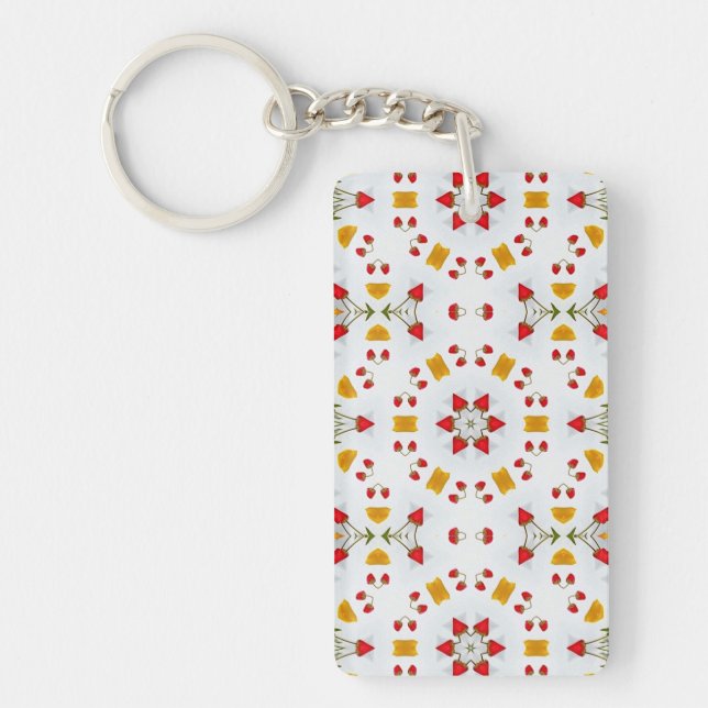 Atomic Mid Century Flower Vintage Key Ring (Front)