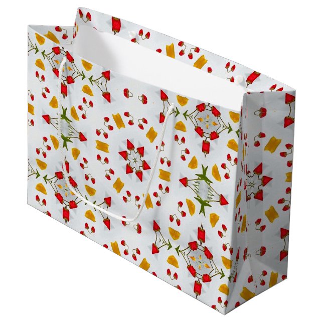 Atomic Mid Century Flower Vintage Large Gift Bag (Front Angled)
