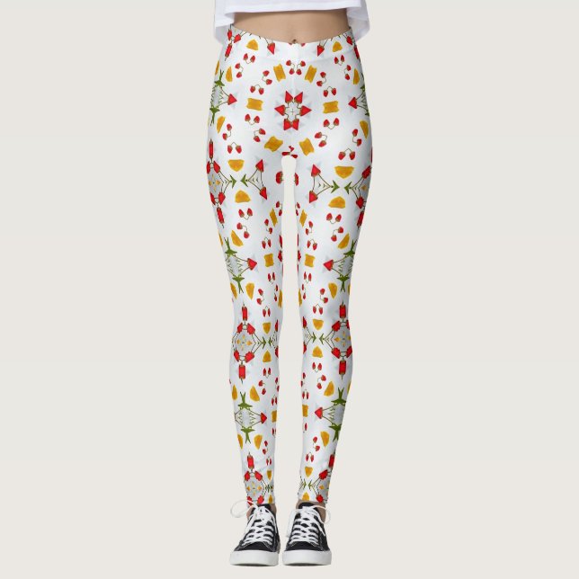 Atomic Mid Century Flower Vintage Leggings (Front)