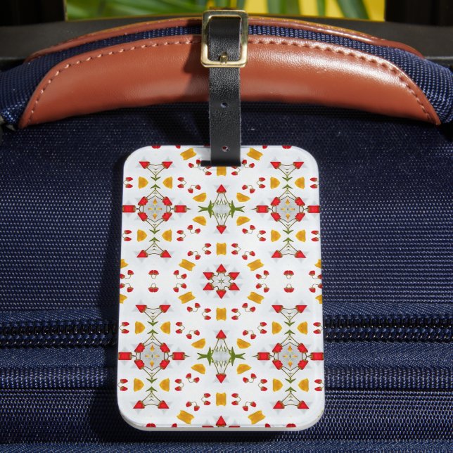 Atomic Mid Century Flower Vintage Luggage Tag (Front Insitu 2)