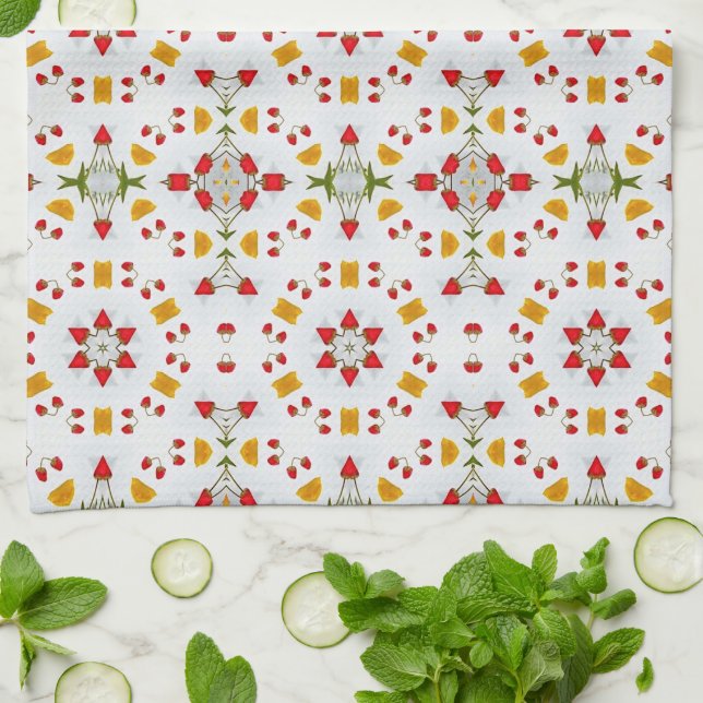 Atomic Mid Century Flower Vintage Tea Towel (Folded)
