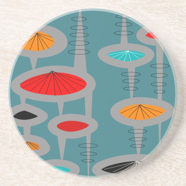 Atomic Mid-Century Inspired Abstract Coaster (Front)