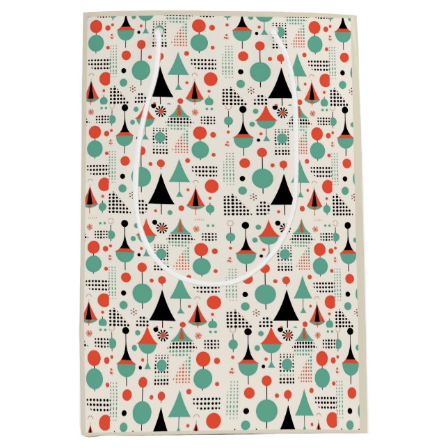 Atomic Mid Century Modern Christmas Medium Gift Bag (Front)