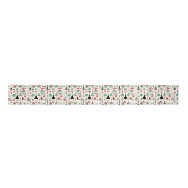 Atomic Mid Century Modern Christmas Satin Ribbon (Front)