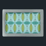 Atomic Ogee and Starbursts Belt Buckle<br><div class="desc">Oh, gee! It’s an Atomic Ogee and Starbursts Belt Buckle! It’s a modern take on a classic pattern (a mid century modern take, to be exact). This design features an aqua background with teal and green oval shapes overlaying black, vertical lines of atomic diamonds and starbursts. This mod product brings...</div>
