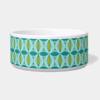 Atomic Ogee and Starbursts Ceramic Dog Bowl