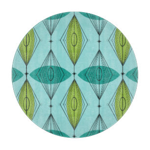 Atomic Ogee and Starbursts Glass Cutting Board