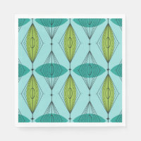 Atomic Ogee and Starbursts Luncheon Paper Napkins