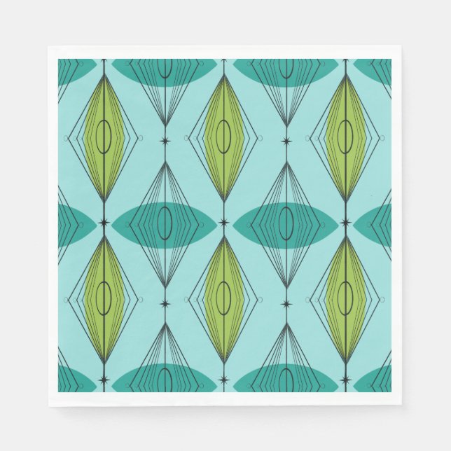 Atomic Ogee and Starbursts Luncheon Paper Napkins (Front)