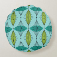 Atomic Ogee and Starbursts Round Pillow