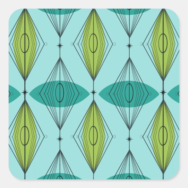 Atomic Ogee & Starbursts Square Stickers (Front)