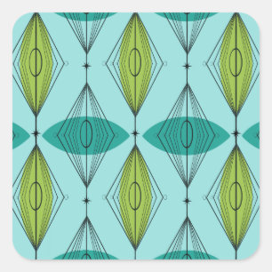 Atomic Ogee & Starbursts Square Stickers