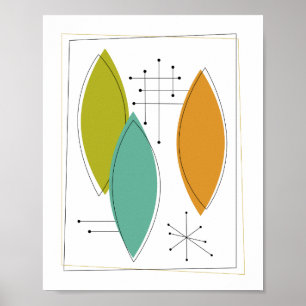 Atomic Ornaments Mid Century Modern Art Poster