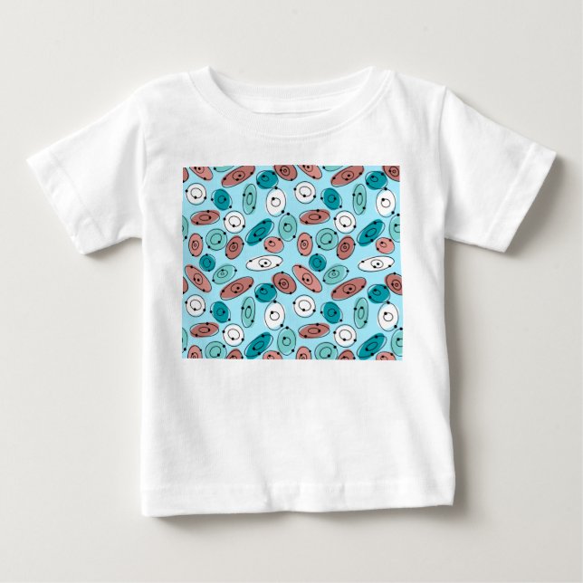 Atomic Ovals Turquoise Baby T-Shirt (Front)