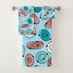 Atomic Ovals Turquoise Bath Towel Set